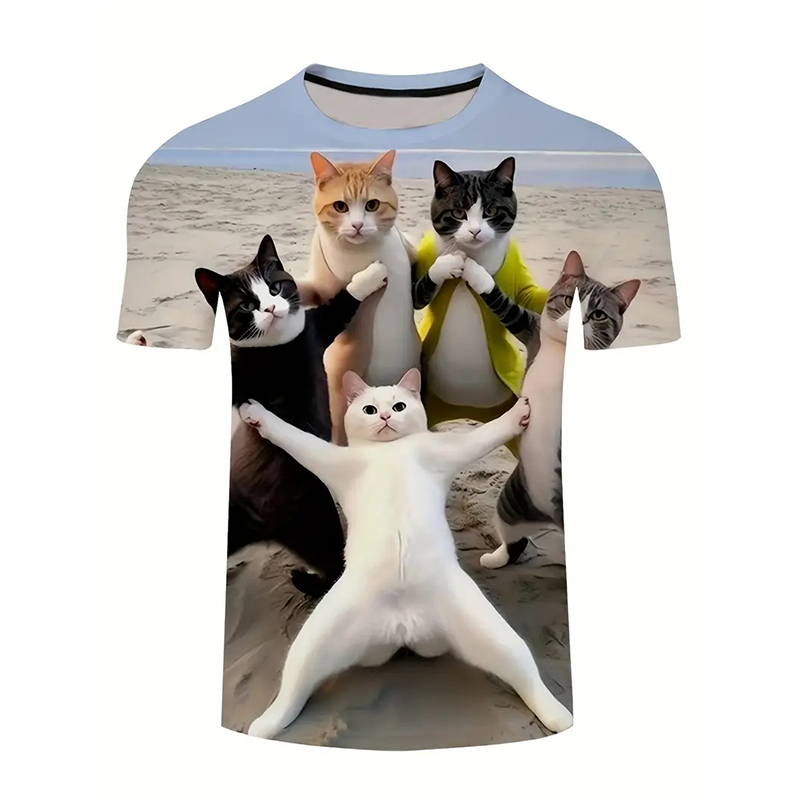 Popular Anime Merchandise - Katze Muster Lustiges T-shirt männer Kleidung