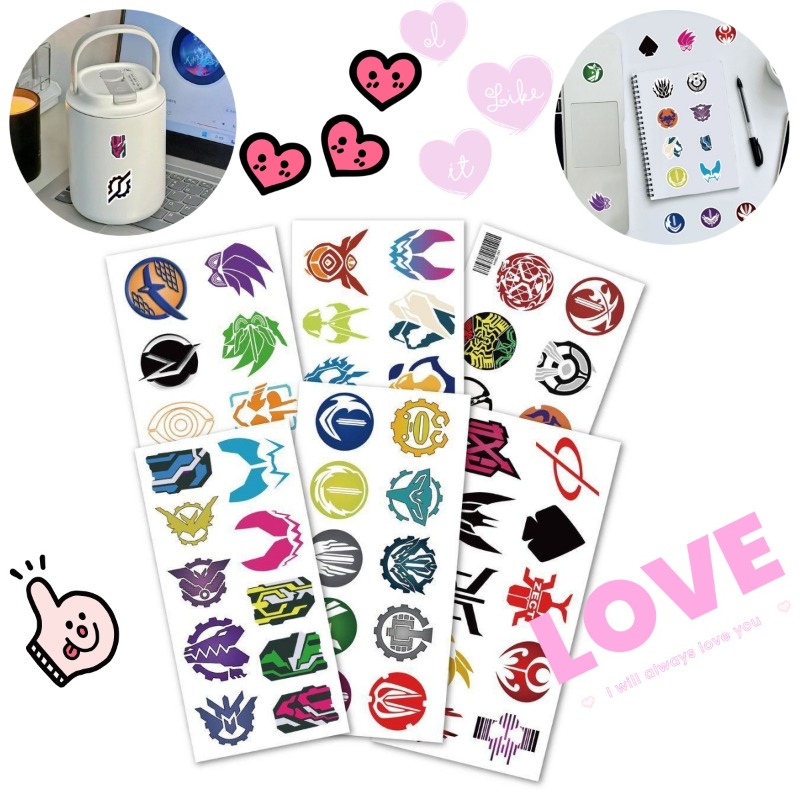 Sticker Sheet Set - 60 Blatt Kamen Rider Logo-Aufkleber, kreative