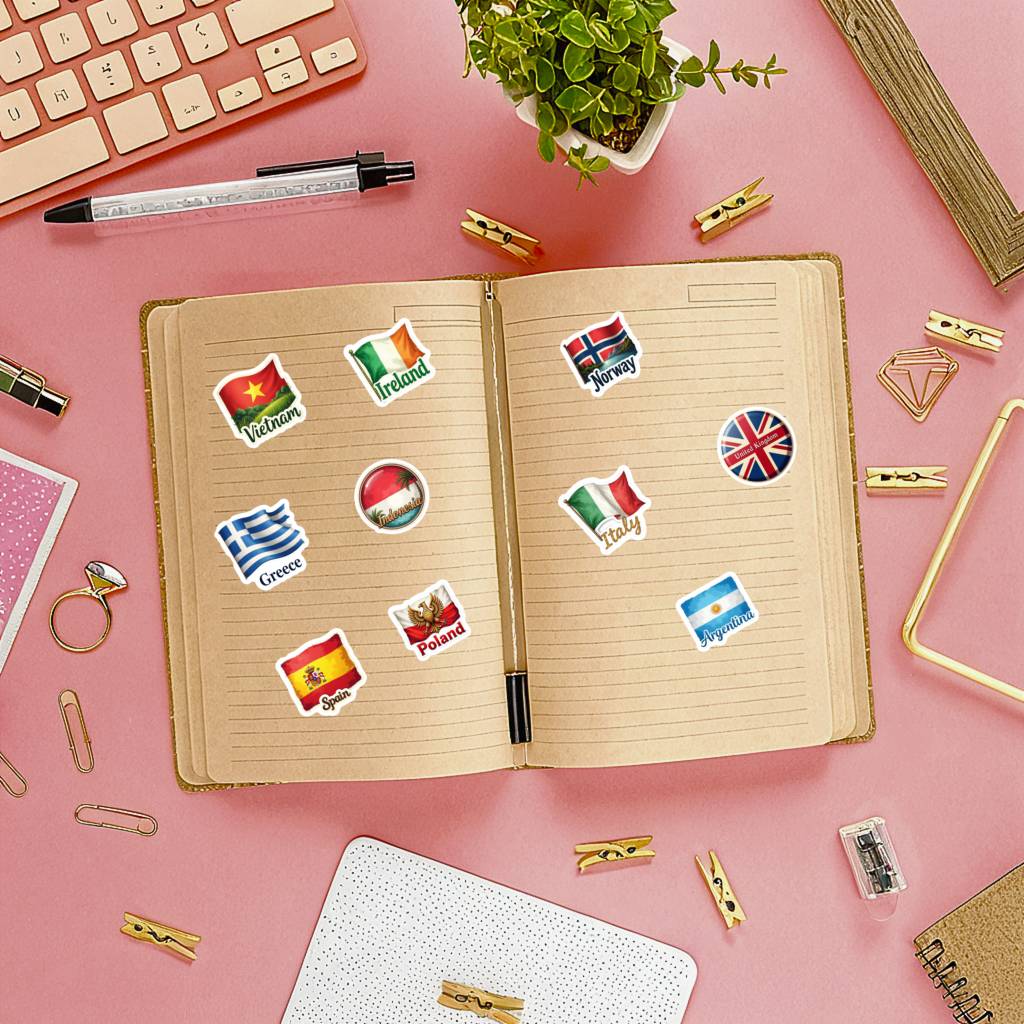35 Stück Länderflaggen-Aufkleb – Sticker Sheet Set Bewertung und Preis