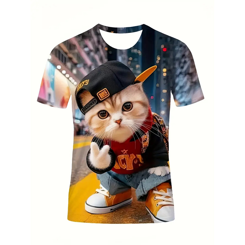 Katze Muster Lustiges T-shirt  – Popular Anime Merchandise Bewertung und Preis
