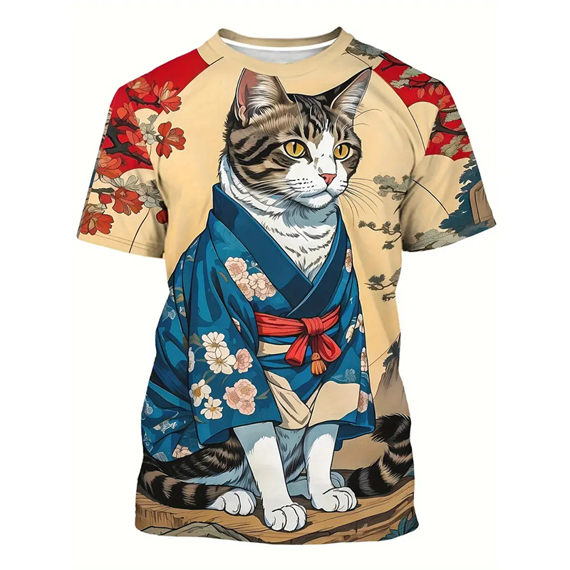 Katze Muster Lustiges T-shirt  – Popular Anime Merchandise Bewertung und Preis