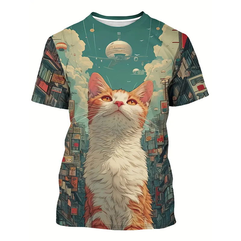 Katze Muster Lustiges T-shirt  – Popular Anime Merchandise Bewertung und Preis